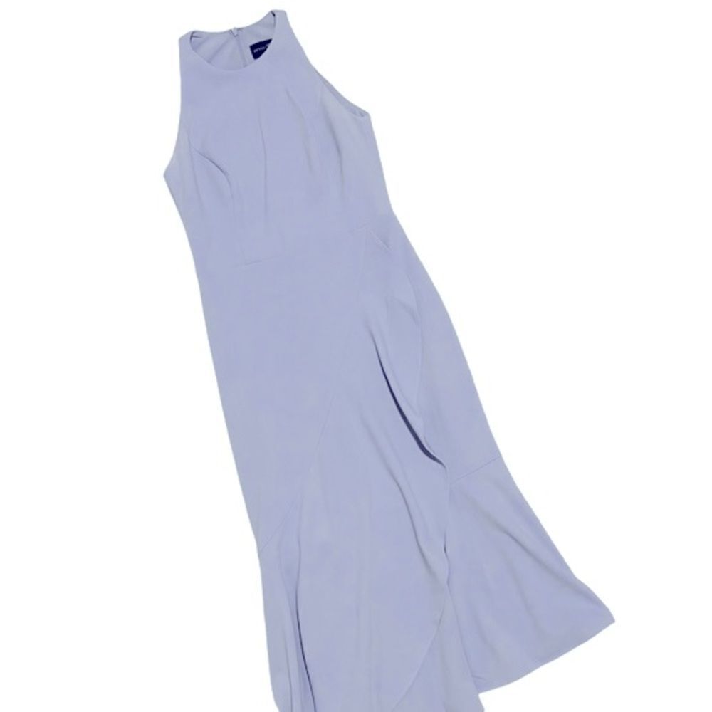 Betsy & Adam Arielle Gown Midi Purple Halter Neck Dress
